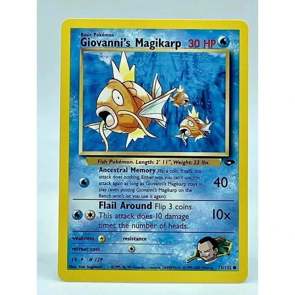 Giovanni's Magikarp 73/132 Gym Challenge Common Non Holo Pokemon Vintage 2000 NM - Picture 1 of 6